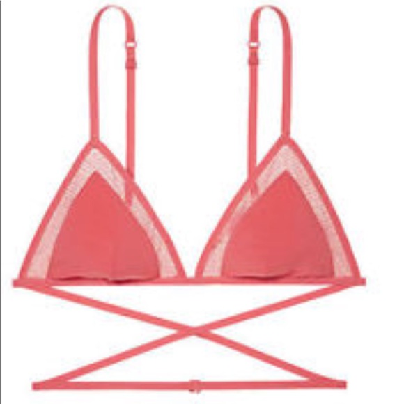 VS triangle mesh trim spaghetti strap Bralette - Picture 4 of 7